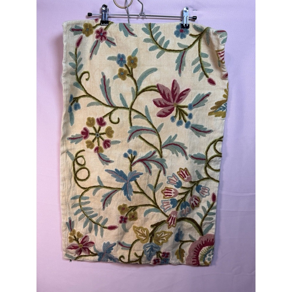 VTG Handmade Crewel Embroidery Floral Bag / Pillowcase - Colorful!